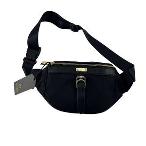 Tutilo Black Nylon Fanny Pack Belt Bag Gold Hardware NWT